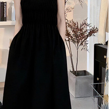 法式赫本风黑色吊带连衣裙子2024新款春夏季感气质长裙套装女