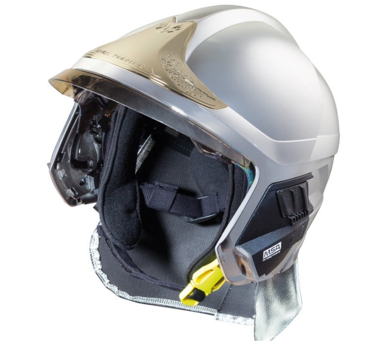 msa/梅思安 10166684欧式消防头盔f1xf中号 镍色 带照明和支架