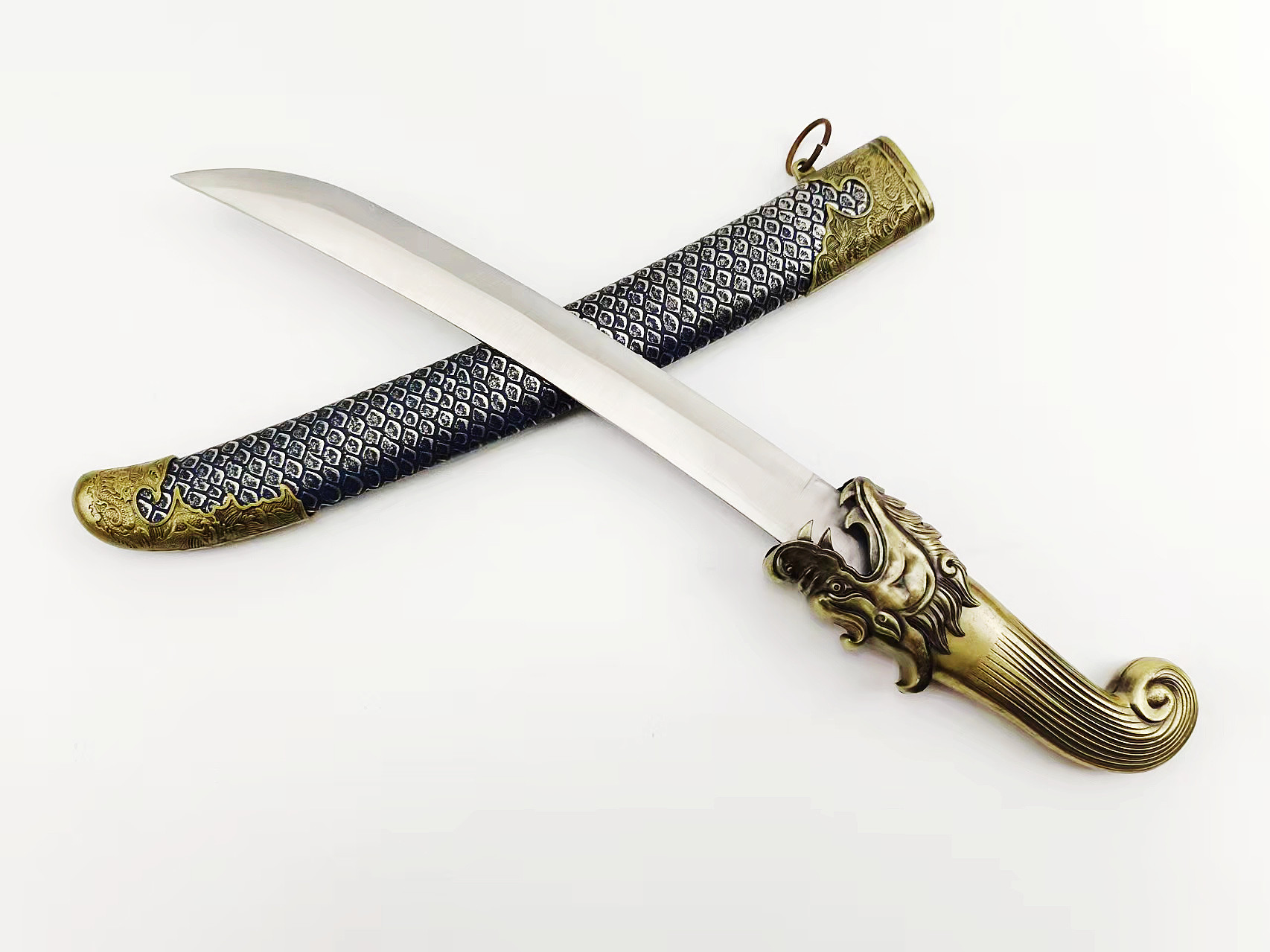 龙泉市工艺剑 旅游纪念礼品剑 皮鞘不锈钢7716小云龙刀 未开刃