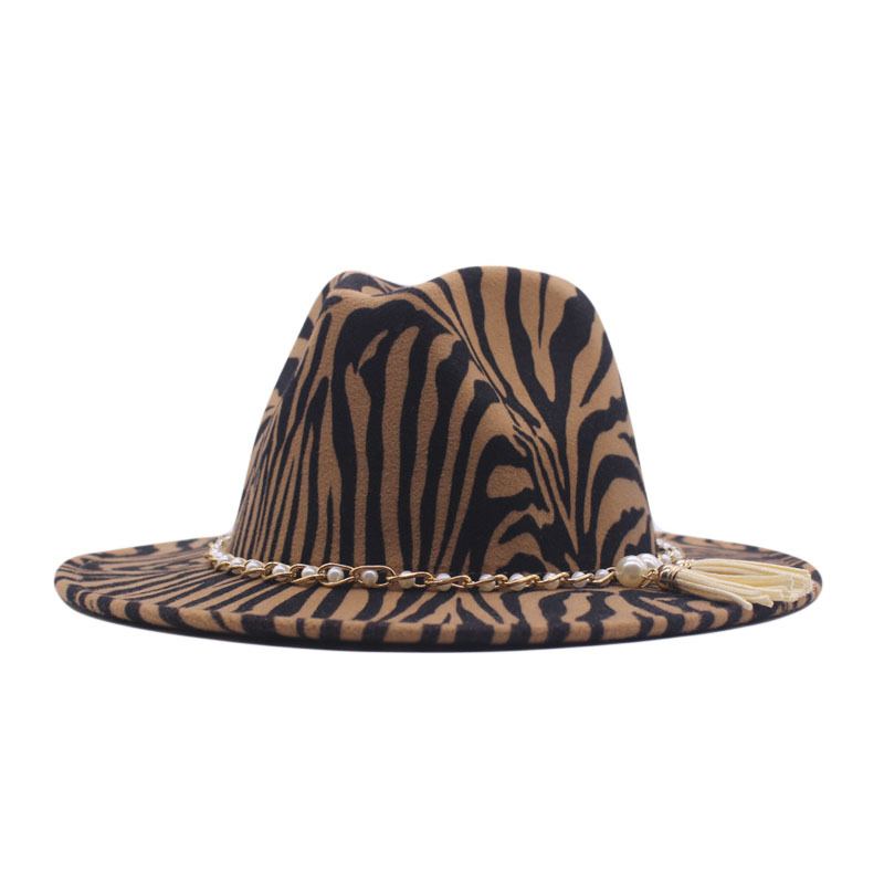 欧美外贸女士秋冬新款毛呢爵士帽条纹软呢帽 大沿毡帽 男士赌徒帽