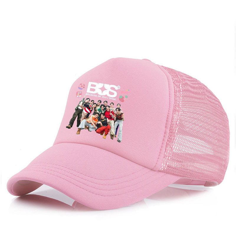 新款BUS鸭舌帽DIY彩印帽子男女生网状棒球帽透气遮阳帽子户外运动