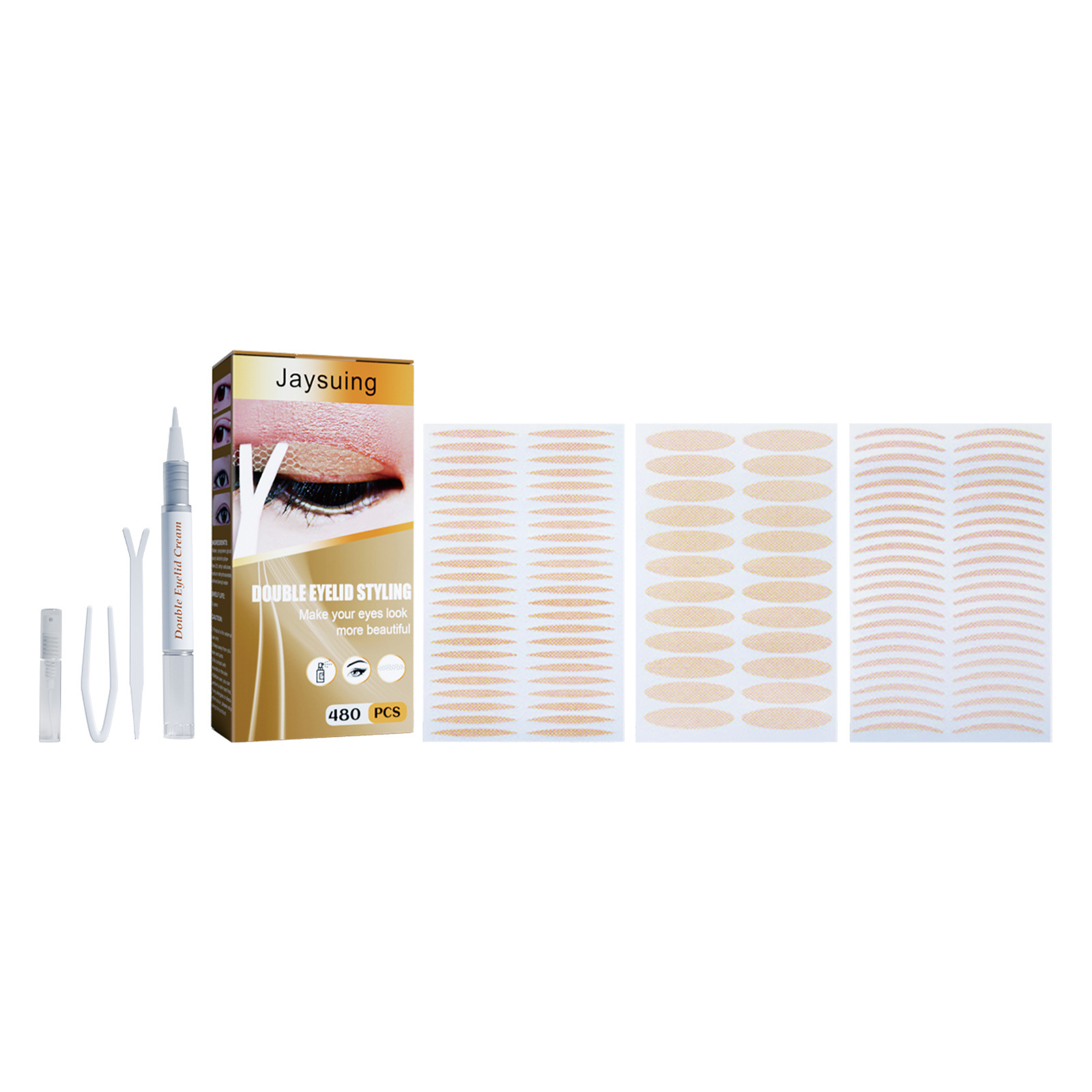 Jaysuing Double Eyelid Stickers Double Eyelid Cream Long-Lasting Natural