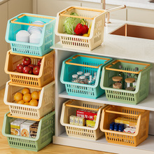 可叠加手提收纳筐水果蔬菜零食玩具杂物收纳篮橱柜架收纳盒购物篮