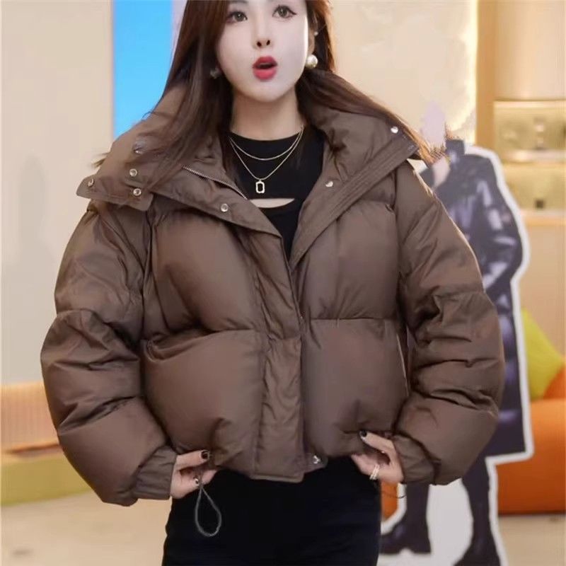 羽绒服女短款2024冬季新款小个子韩版宽松连帽加厚保暖面包服外套