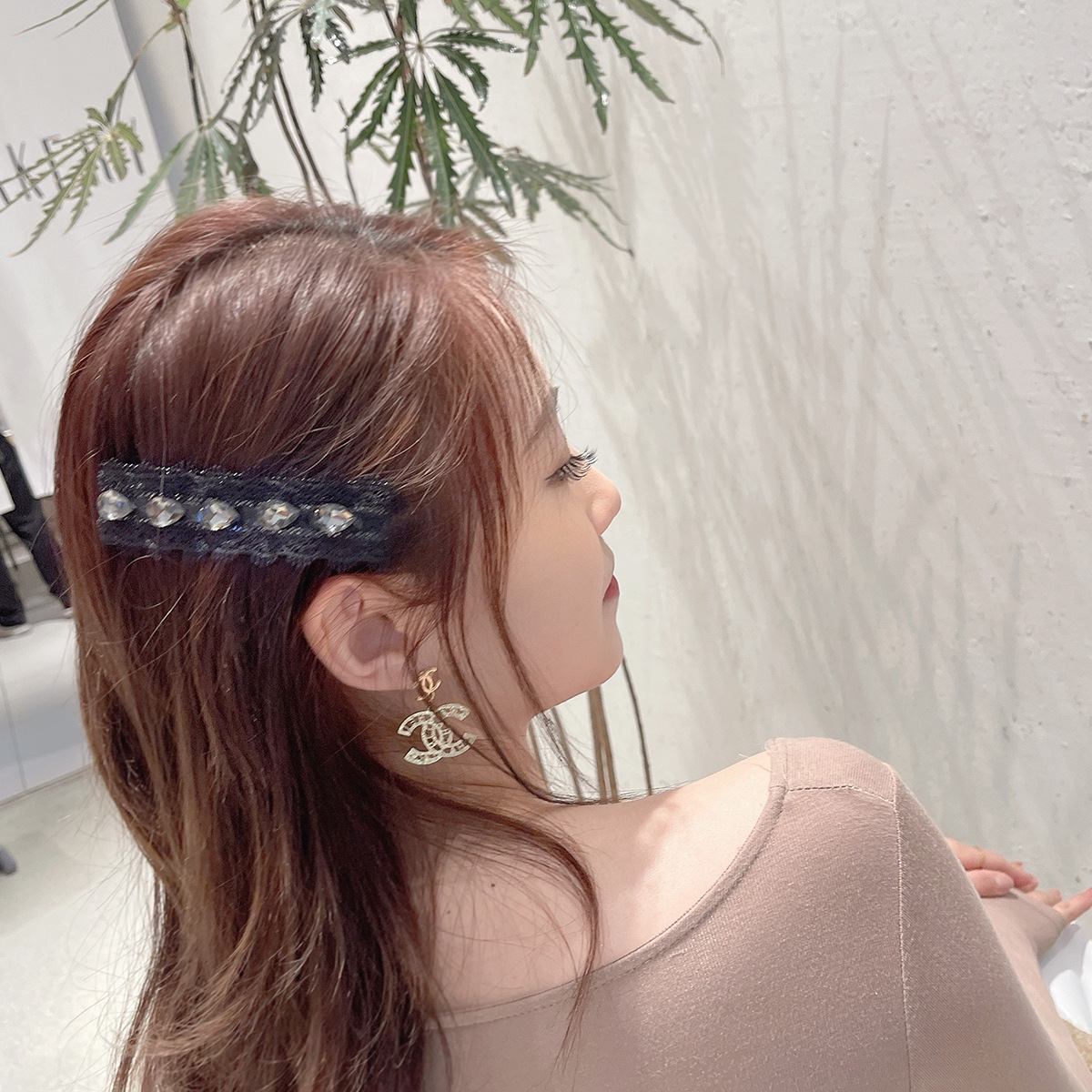 2021新款韩国发饰蕾丝弹簧夹边夹马尾黑色淑女网红头饰配饰女生