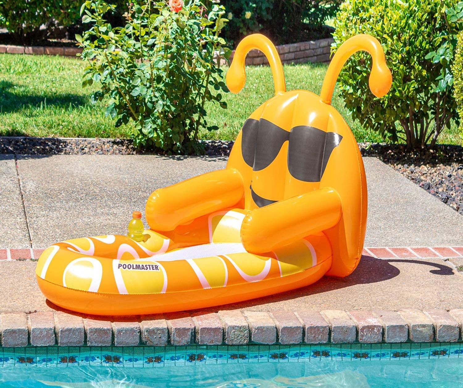 新款pvc 充气水虫休息室充气泳池浮舟,橙色水上娱乐浮排玩具