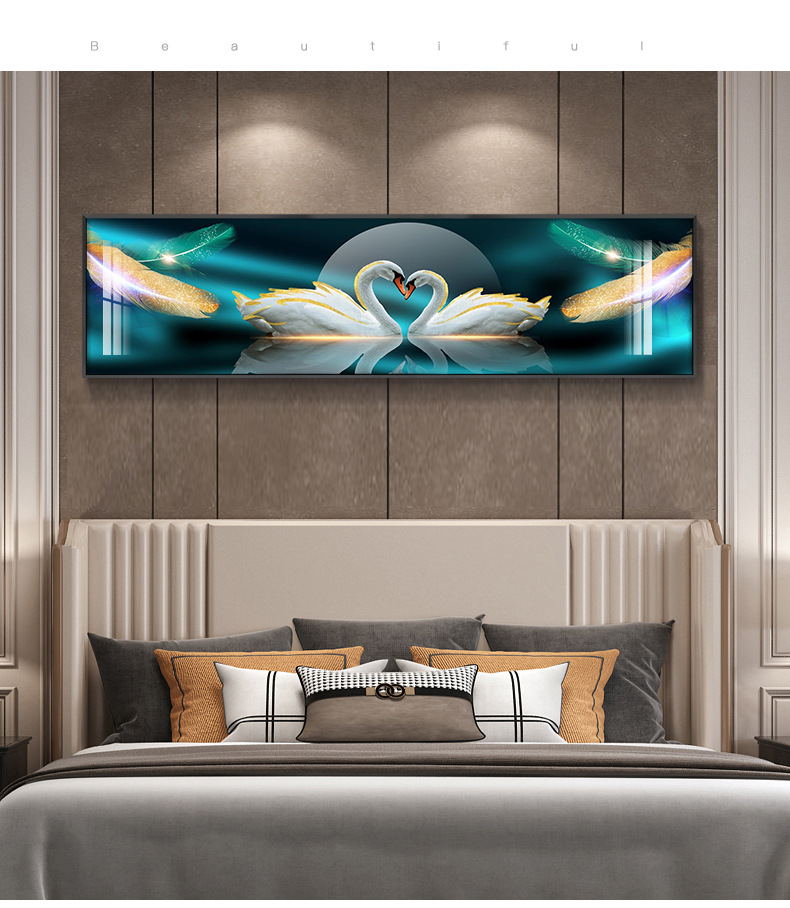 卧室床头装饰画现代简约轻奢风主卧挂画房间壁画酒店民宿背景墙画