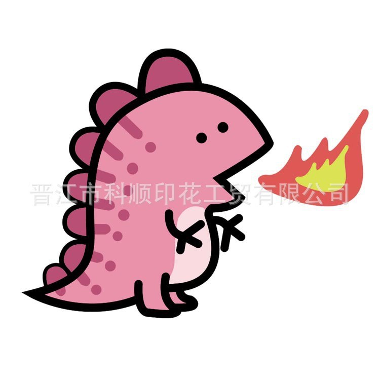 t恤热转移印花平面彩印烫图耐水洗柯式烫画服装辅料喷火龙烫画