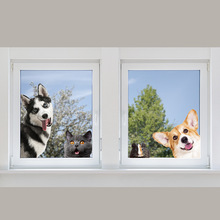 新款AD1370-AB卡通动物个性小狗小猫头玻璃窗户家居美化装饰墙贴