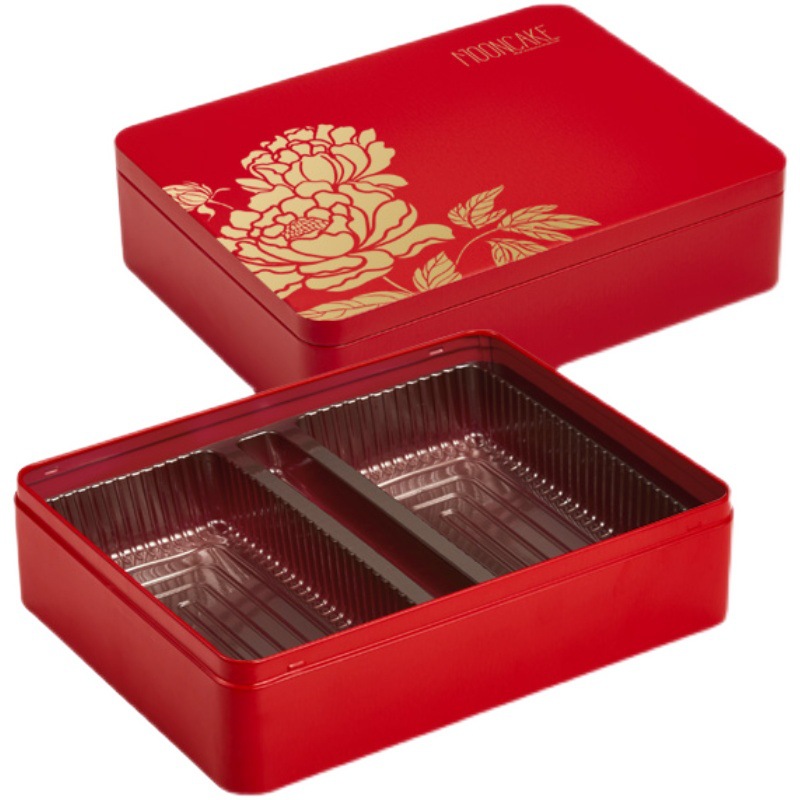 4粒铁盒铁罐金色红色中秋月饼礼盒包装酒店伍仁圆铁盒罐定 做