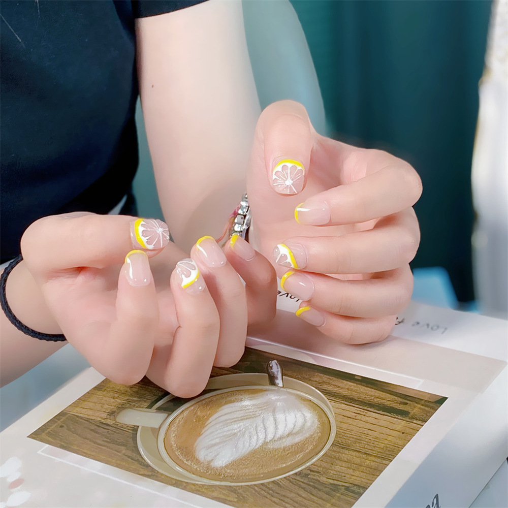 古拾尚手工穿戴甲立体橙子流行女生时尚百搭学生美穿戴美甲贴片