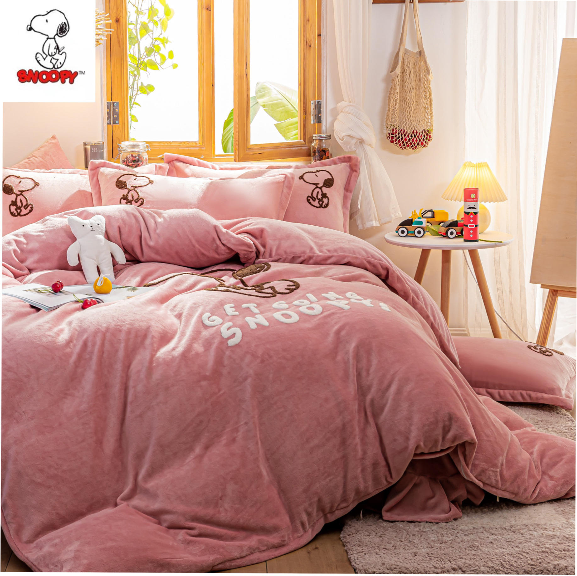 牛奶绒床上用品加厚纯色法兰绒床单被套宝宝绒四件套冬珊瑚绒包邮