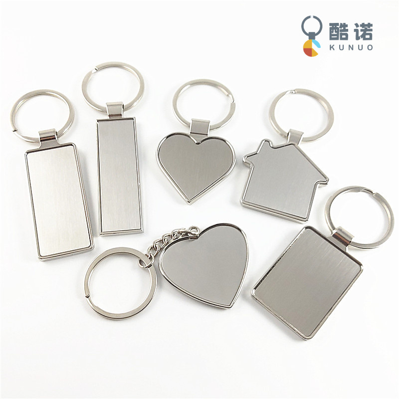 金属房子钥匙扣 锌合金心形单牌钥匙扣 长方形广告促销小礼品