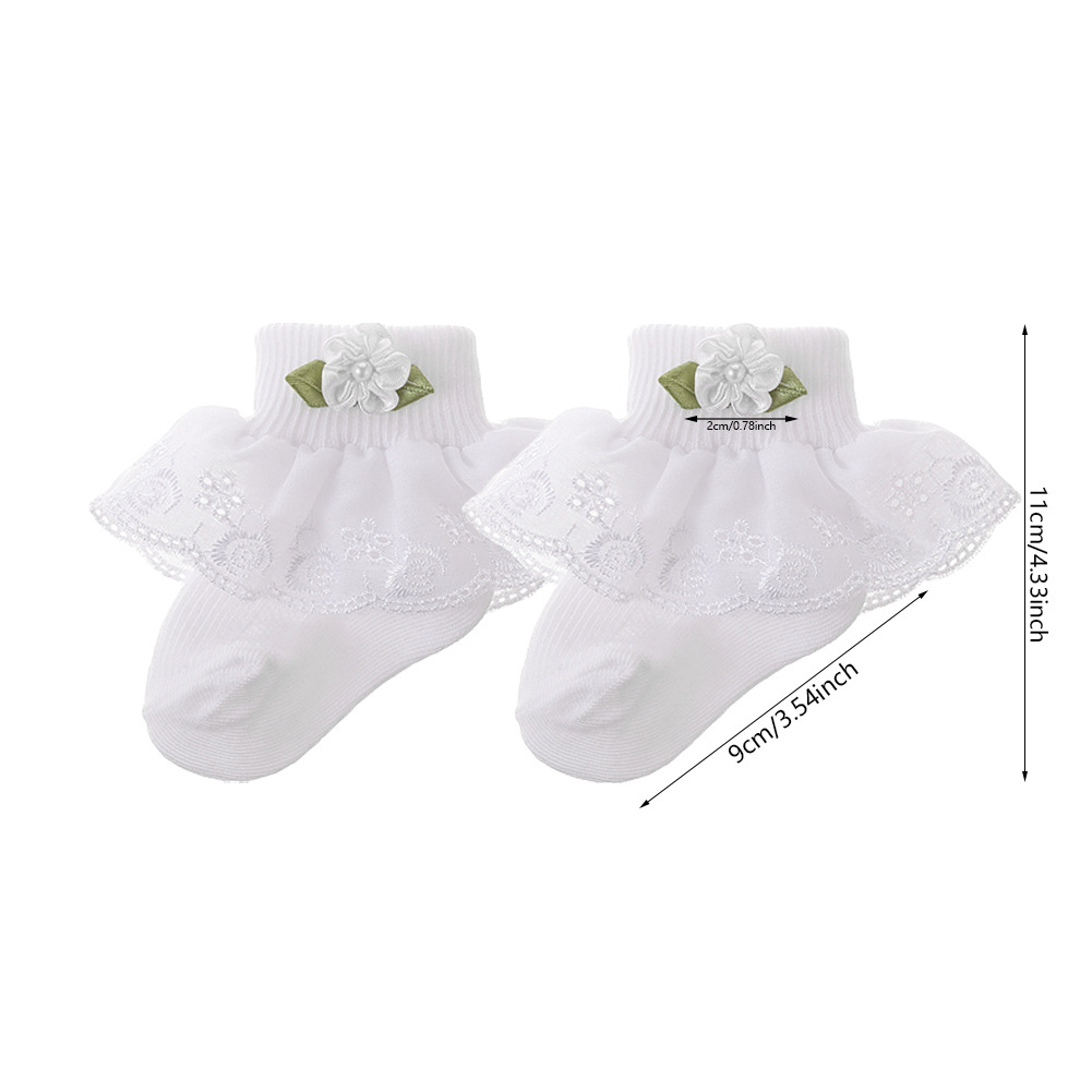 New Baby Cotton Lace Socks Polyester Decorative Flower Baby Socks Baby Short Non-Slip Toddler Crawling Socks