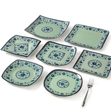 五毫餐具青花瓷密胺方形餐盘塑料四方菜盘仿瓷装菜盘子方盘商用盘