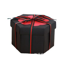 成品黑色六边形多层爆炸盒子 DIY手工相册创意生日礼物爆炸盒跨境