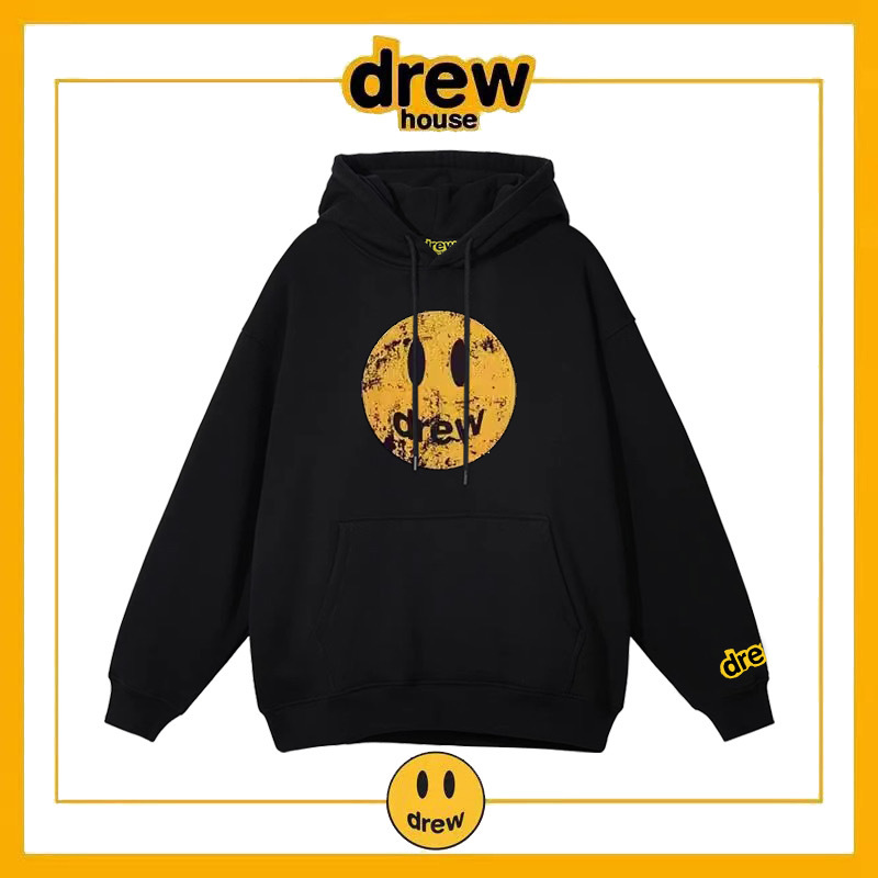 drewhouse贾斯汀比伯做旧笑脸连帽卫衣男女欧美宽松大毛圈外套潮