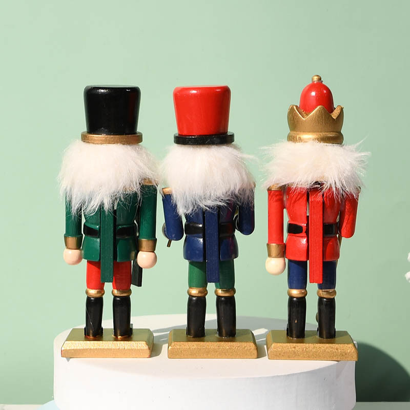 Cross-Border Spot Goods 15cm Sets of Three Nutcracker Puppet Soldier Christmas Decorative Pendant Walnut Man Crafts Ornaments