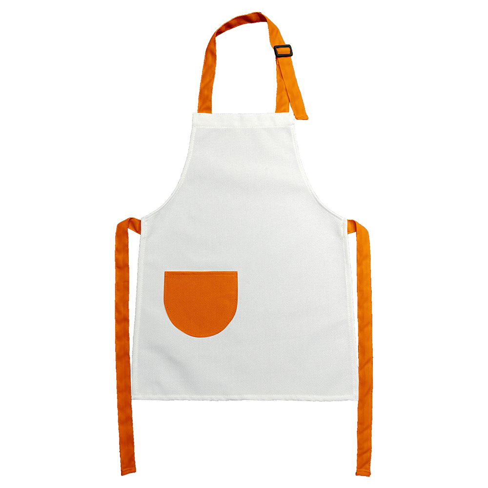 Sublimation Color Cute Pocket Adjustable Baby Bib 300G Cotton Linen Child Drawing Playing Apron