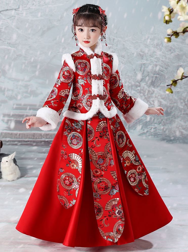 女童拜年服新年衣服棉袄儿童冬装中国风童装加厚唐装女孩过年