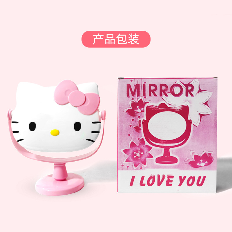 Sanrio Diamond-Embedded Hello Kitty Makeup Mirror Diy Stick-on Crystals Table Mirror Desktop Handmade Stick-on Crystals Dressing Mirror Cat Head Mirror