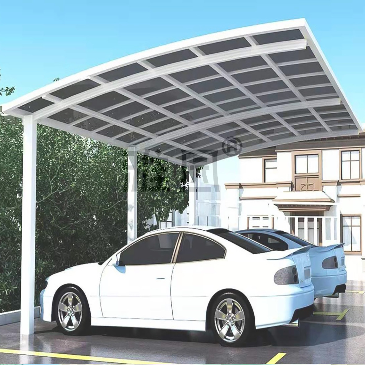 北京铝合金电动车棚停车棚家用汽车遮阳棚防雨防晒户外停车位雨篷