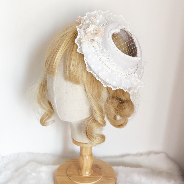 洛可可风心形扁帽花朵小礼帽洛丽塔少女头饰汉洋折衷头饰甜美发饰