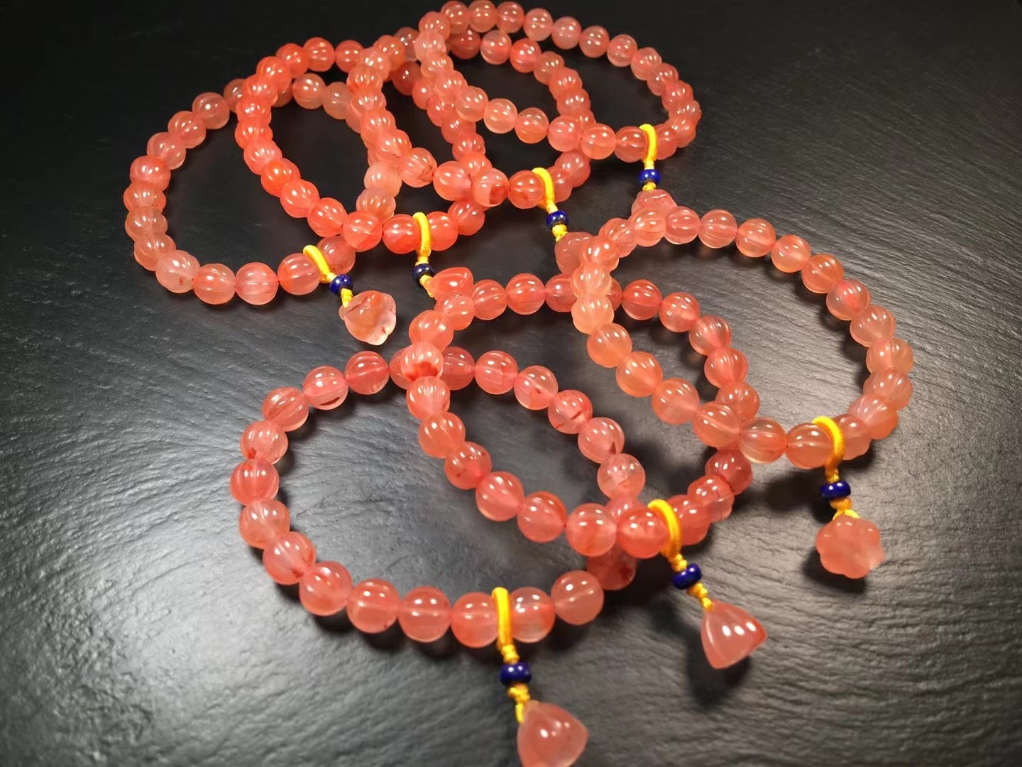 可塘川料南红玛瑙樱桃红单圈简约女款手链莲蓬 跑量款 厂家直销