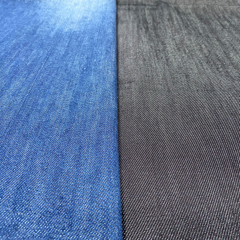 12支冰氧酷牛仔面料 8安无弹退浆 斜纹竖竹牛仔布 冰氧吧配吊牌