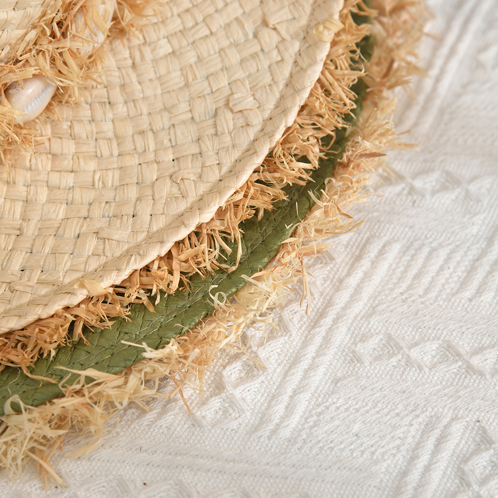 British Socialite Hat Female Sun Hat All-Match Raffia Stitching Edging Summer Beach Vacation Sun Hat Wholesale