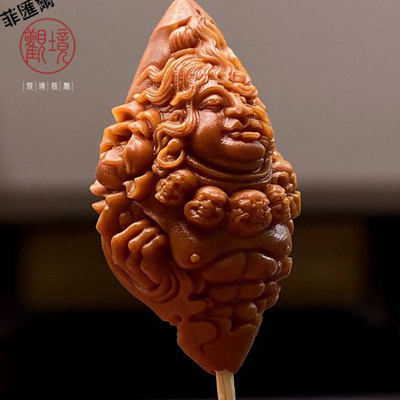 佛魔一念之间橄榄核单颗橄榄核雕雕刻字经男士文玩橄榄核手串吊坠