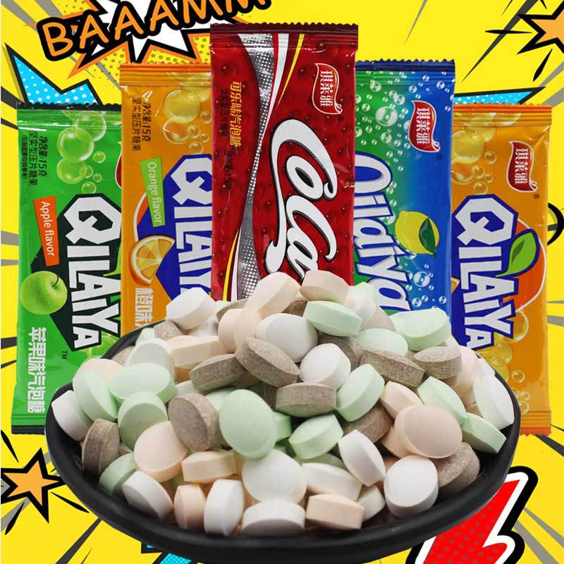 琪莱雅可乐柠檬雪碧水果味汽水糖气泡压片糖果8090童年后怀旧零食