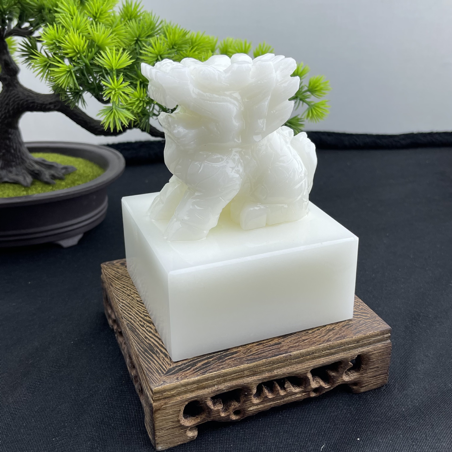 阿富汗白玉麒麟印章玉玺自用办公摆件商务礼品公司先生款刻字免费