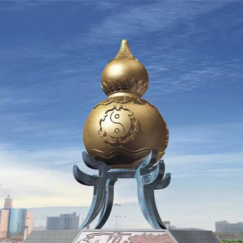 大型纯铜葫芦雕塑八卦镇宅开运铜葫芦批发户外景区公园流水摆件
