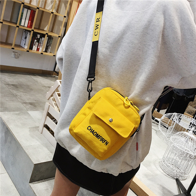 Korean Canvas Letters Small Bag Mini Crossbody Women's Bag Fashion 2021 New Women's Mobile Phone Bag One Piece Dropshipping