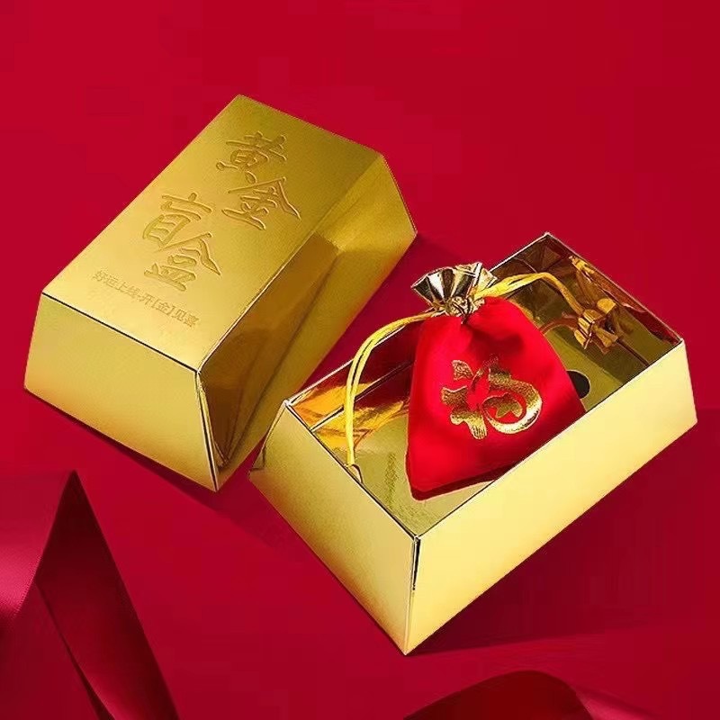 惊喜礼品空盒批发3d硬金黄金盲盒直播引流烫金纸包装金店珠宝活动