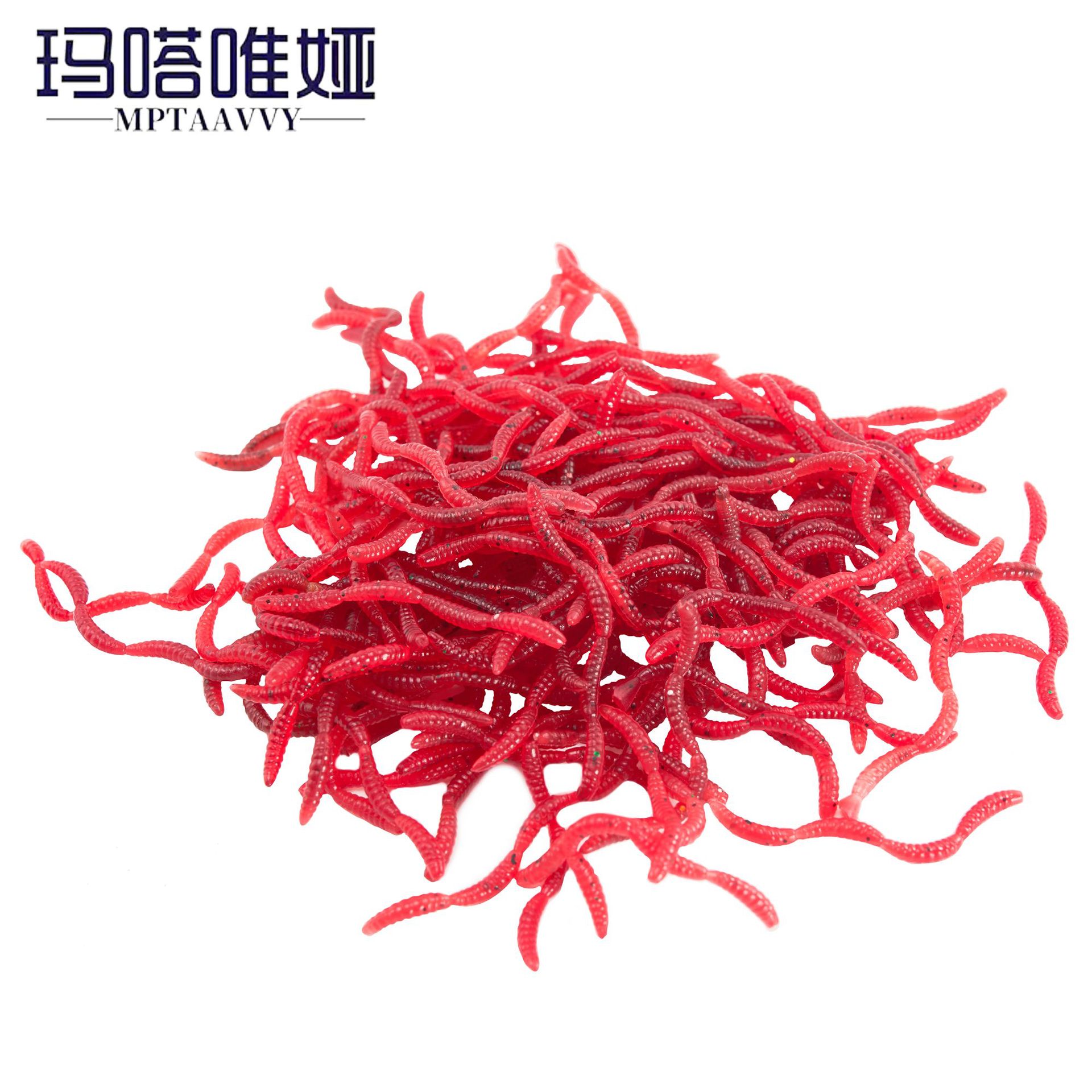 路亚软饵软虫蚯蚓假饵红虫袋装50/100条钓鱼饵路亚钓海钓台钓跨境