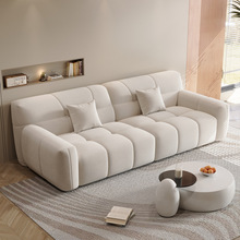 糖果沙发现代简约小户型客厅法式中古奶油风复古直排三人布艺沙发