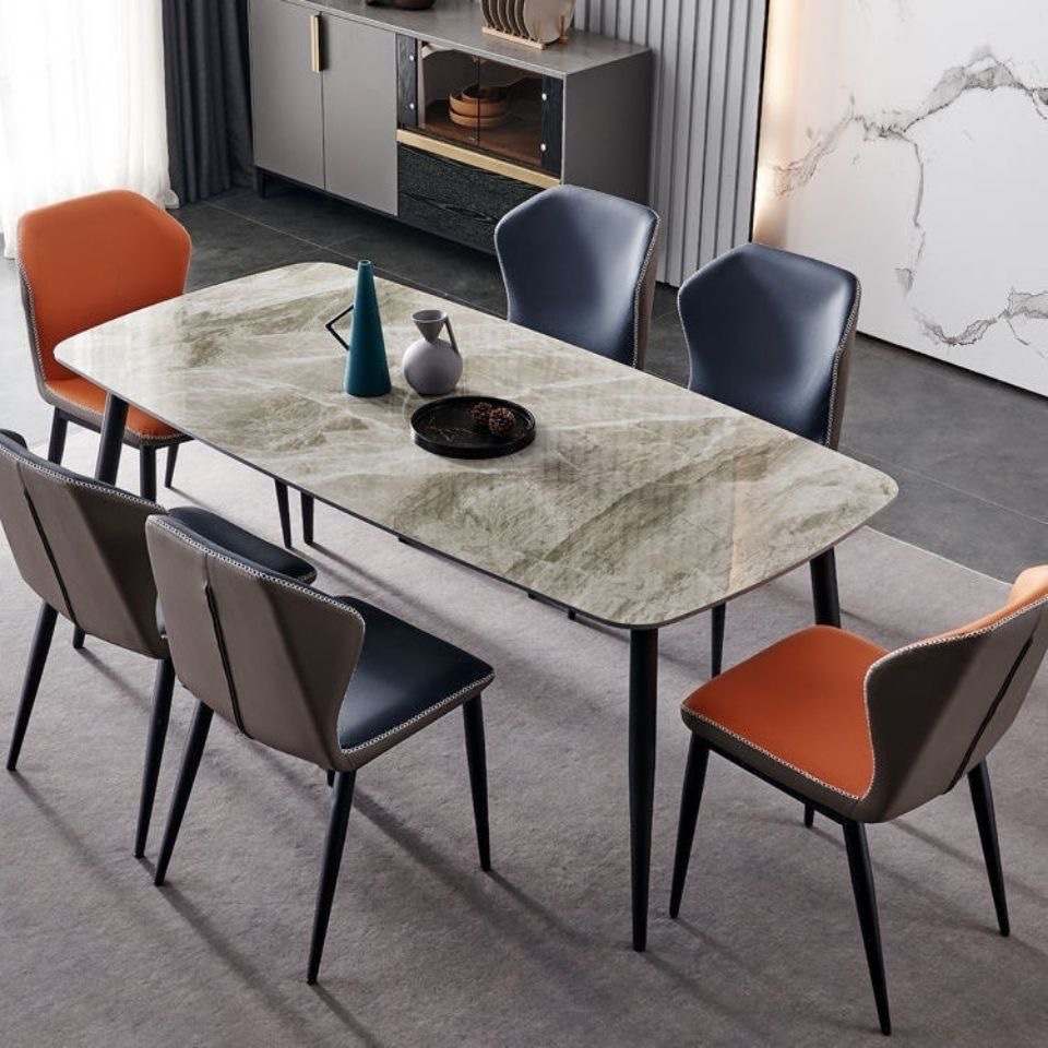 批发意式轻奢极简岩板餐桌现代简约小户型家用吃饭桌子椅子组合长