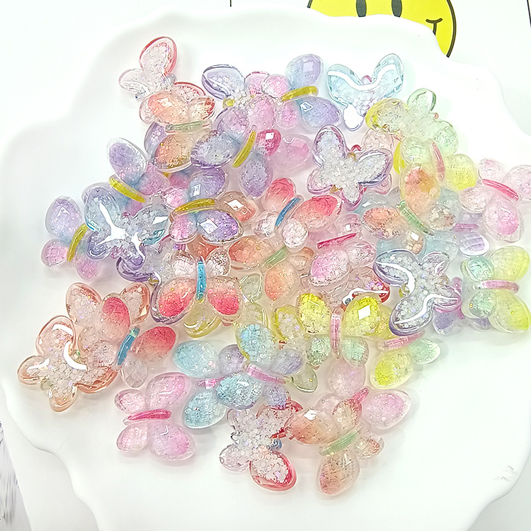 工厂直销新款树脂蝴蝶diy配饰材料 手工材料配件 项链发饰配件