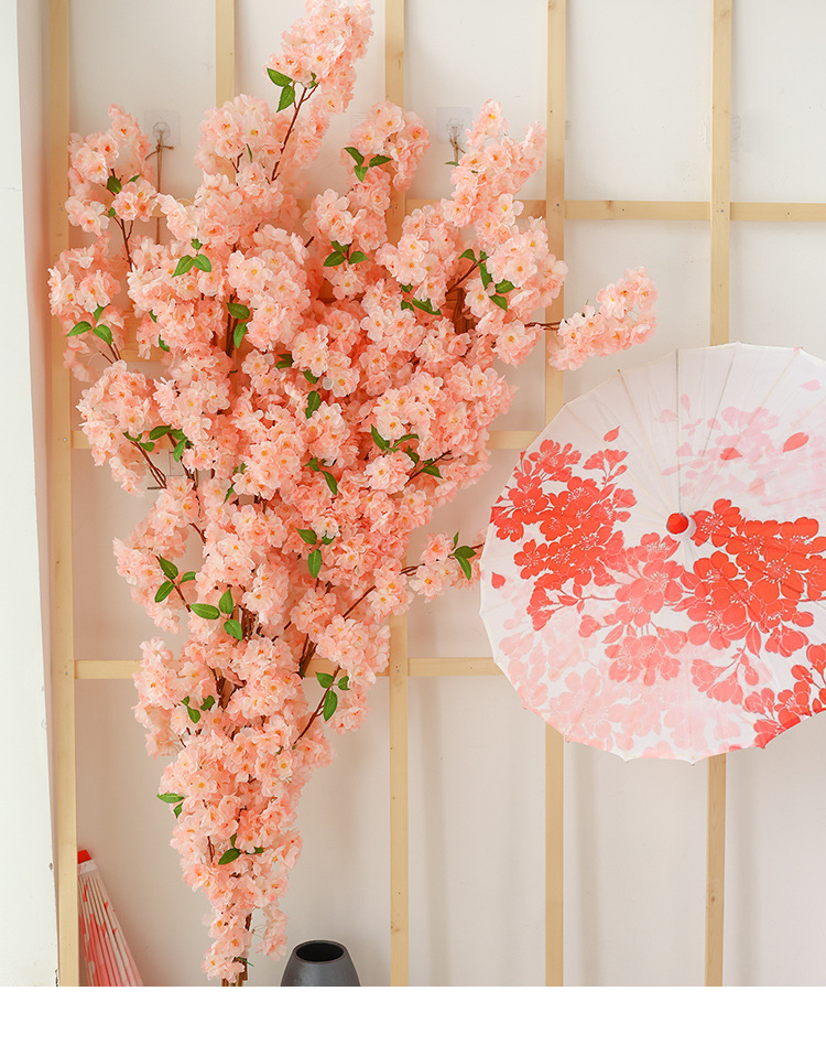 仿真樱花枝婚庆樱花树梨花桃花枝塑料花装饰花绢花客厅落地假花