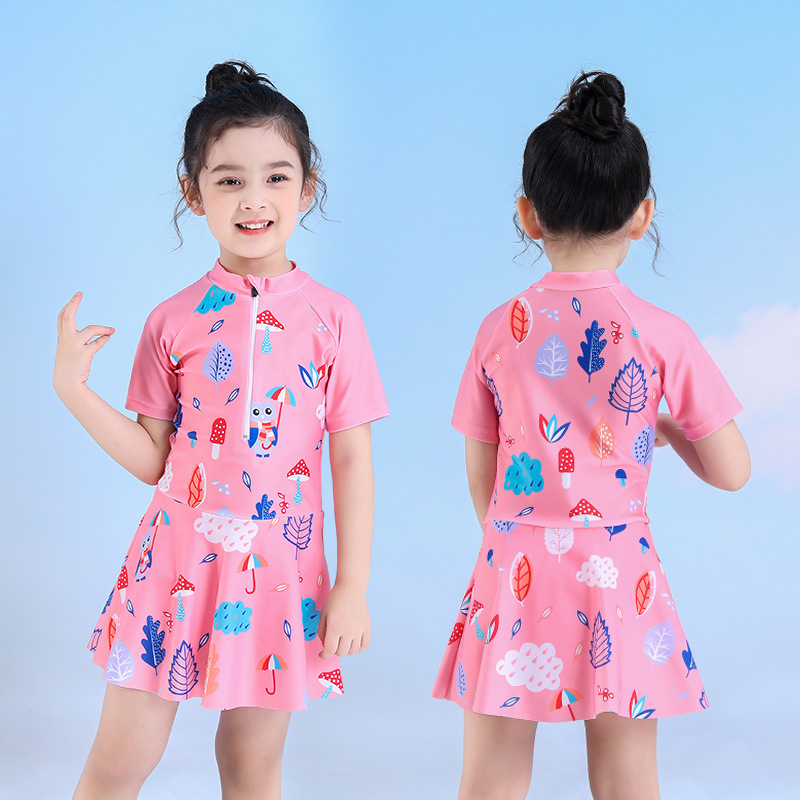 Children's Swimsuit Swimming Trunks One-Piece South Korea Girls' Ins Swimsuit Professional Toddler and Children Conservative Swimwear Factory Wholesale