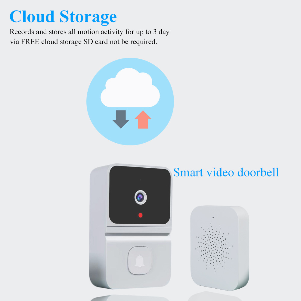 Smart Video Doorbell Z23 Wifi Wireless Night Vision Home Remote Monitoring Intercom Rechargeable with Ding Dong Machine