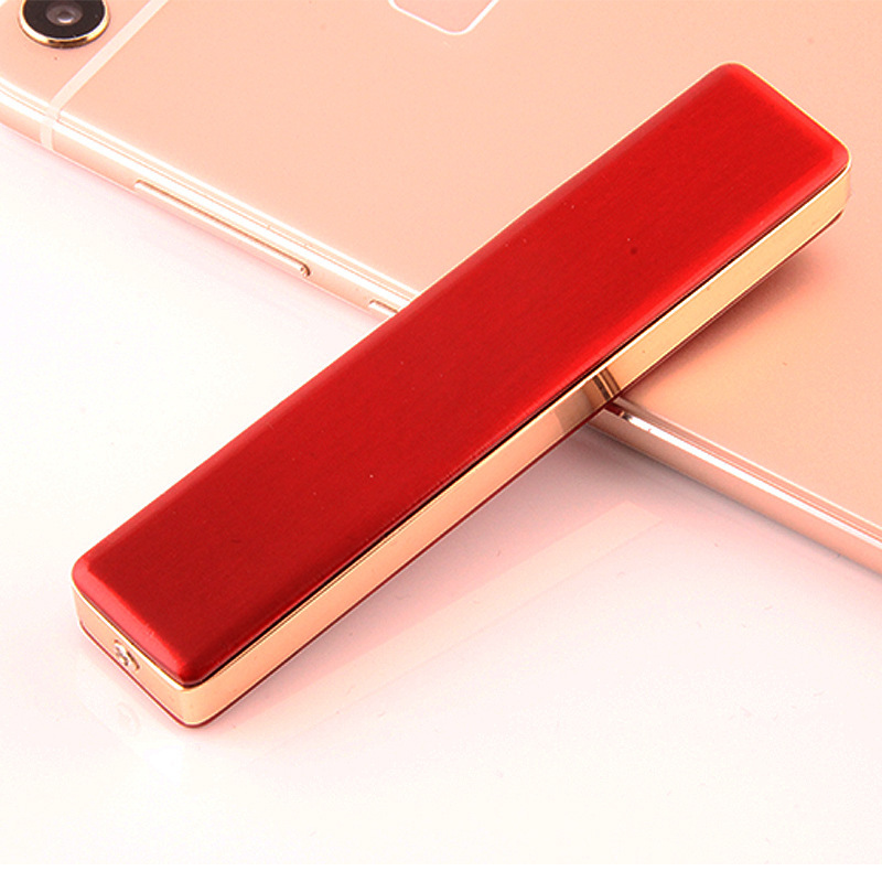 Women's Lighter Creative Personality Slim Strip Pull-down Charging USB Charging Advertising Cigarette Lighter Factory Direct Sales