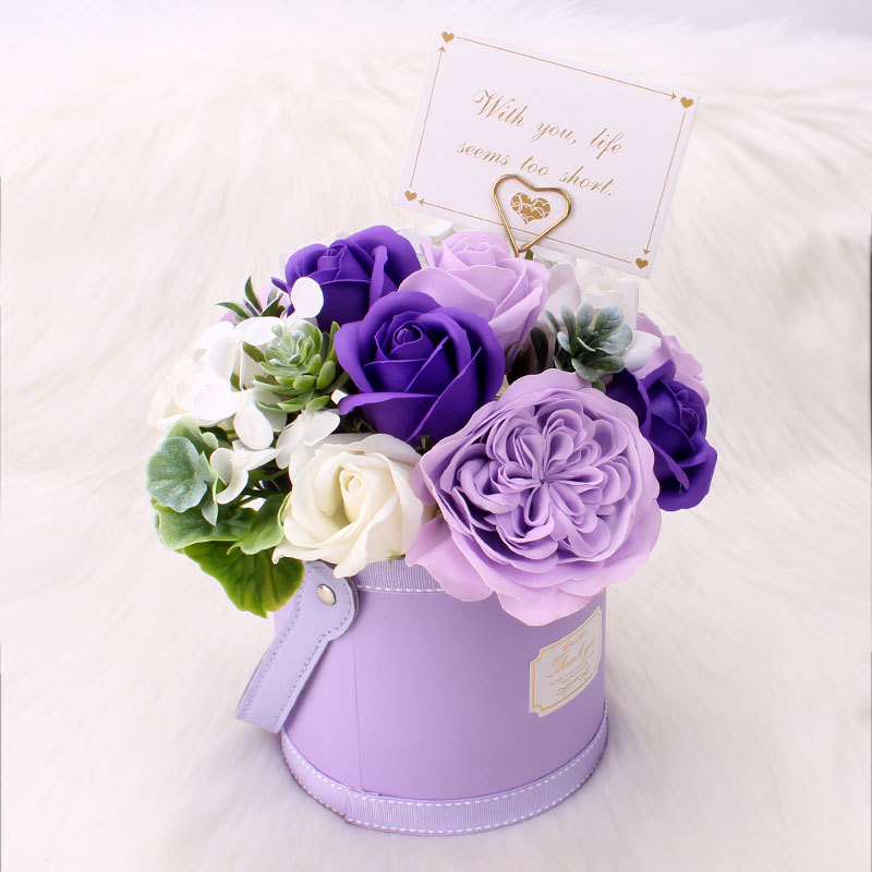 Wholesale Valentine's Day Gift Barrel Rose Soap Fake Flower Decoration Wedding Creative Gift Simulation Austin