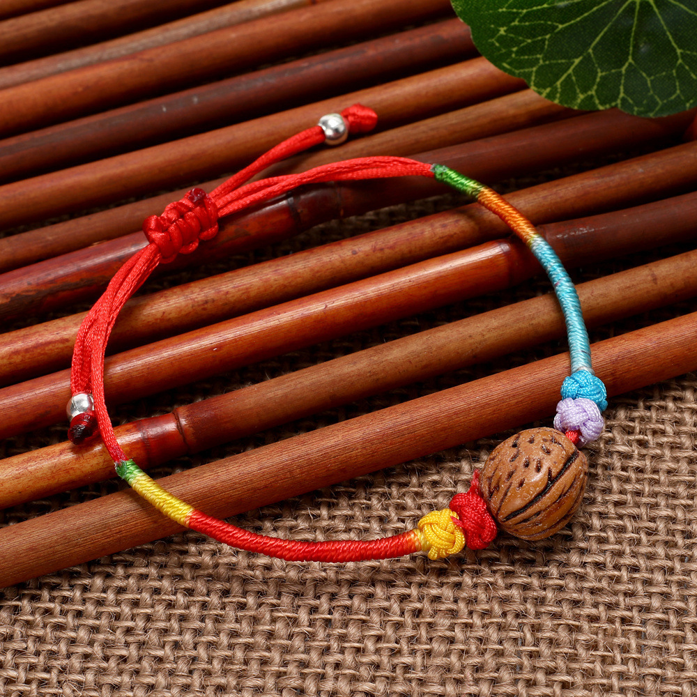 Dragon Boat Festival Colorful Rope Bracelet Wholesale Peach Walnut Basket Bracelet Dragon Boat Festival Gift Hand-Woven Bamboo Joint Colorful Wire