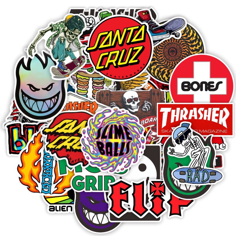全新死飞滑板小火人潮牌涂鸦贴纸笔记本头盔冰箱电动车贴亚马逊