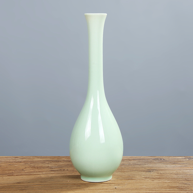 白瓷玉净瓶观音瓶小号插花长颈青瓷陶瓷摆件供佛禅意净水花瓶佛前