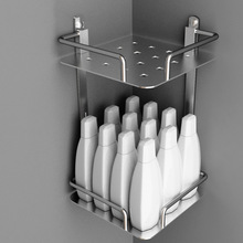 太空铝免打孔三角置物架卫生间壁挂浴室收纳架四方转角架厕所花架