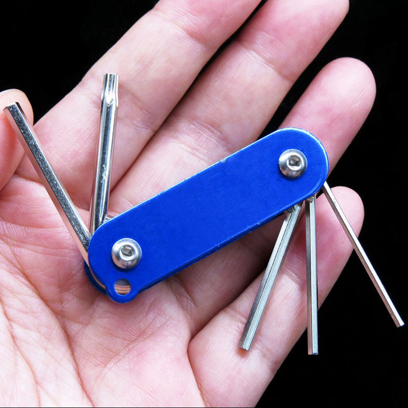 弹弓配件多功能扳手便携可折叠内六角t15梅花五件套迷你扳手